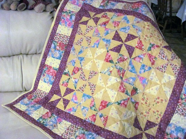Yellow purple quilt